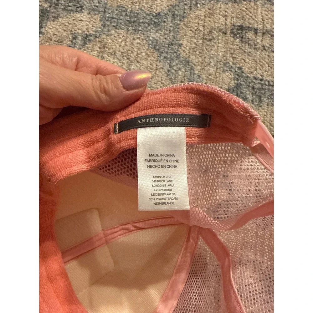 Anthropologie Embellished Trucker Hat PINK SHRIMP Excellent Condition